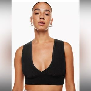 Aritzia black and white sculpt knit deep v tank